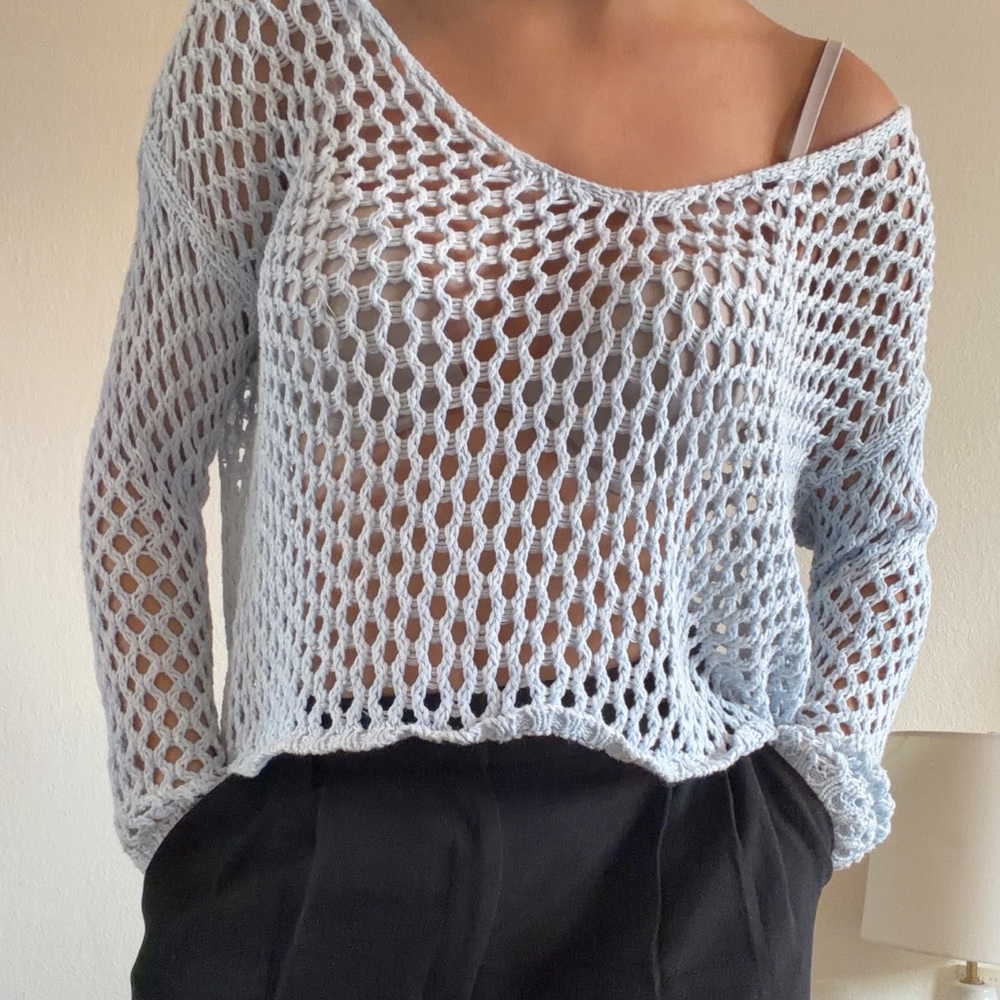Light Blue Crochet Sweater